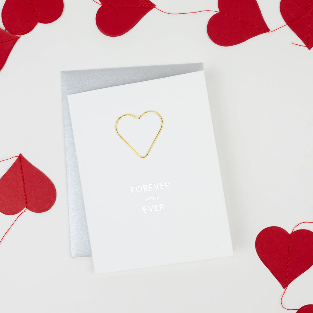 Forever and Ever -  Heart Paper Clip Letterpress Card