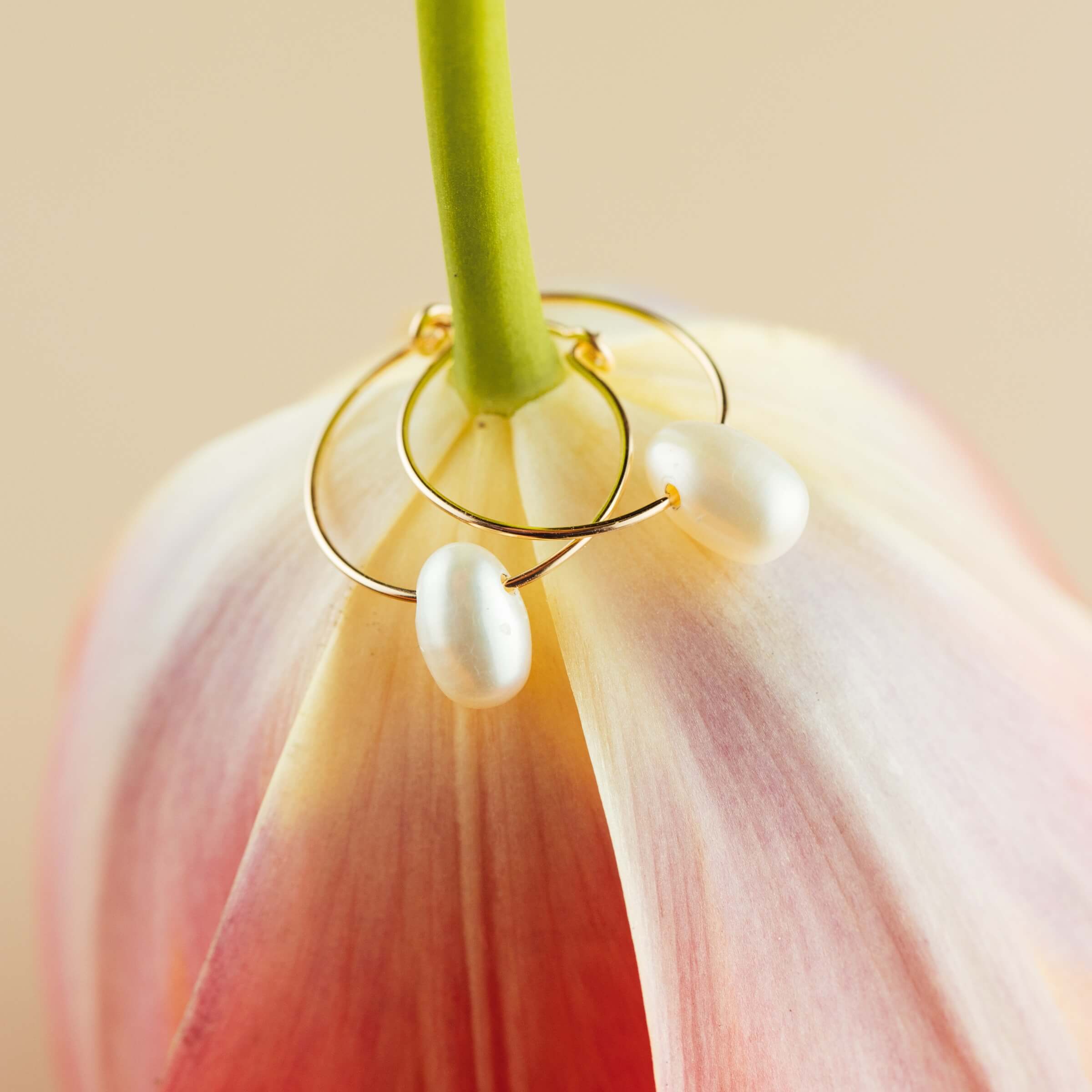 Pearl Gold Hoop Earrings for Goddess