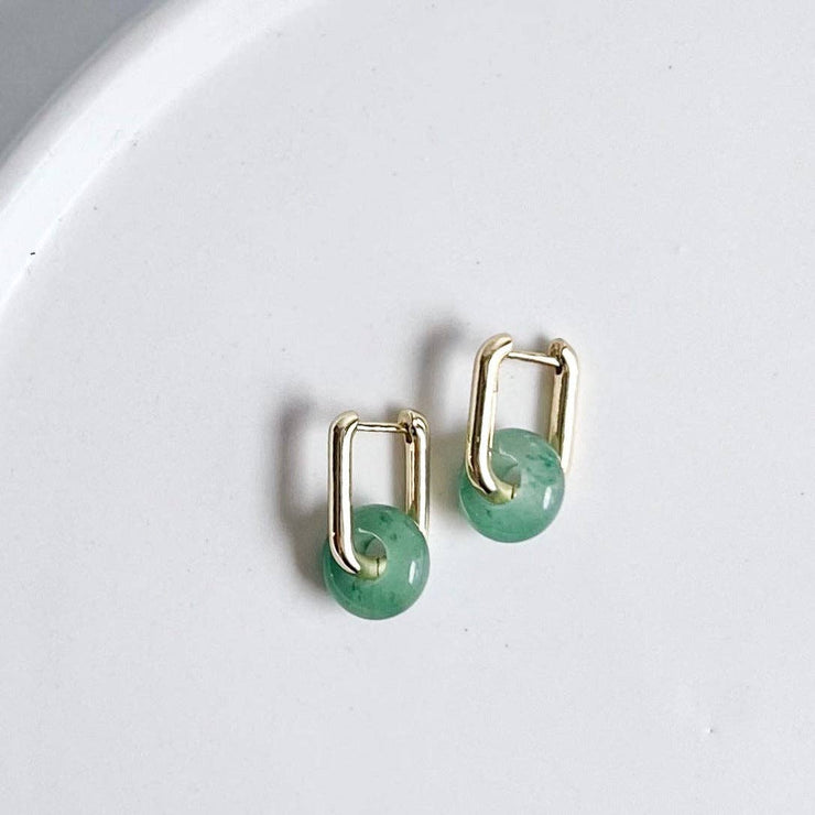 Green Aventurine Hoops