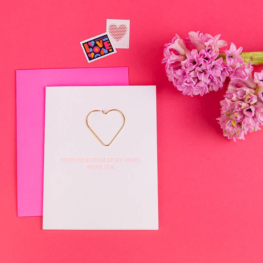Bottom of My Heart Paper Clip Letterpress Card
