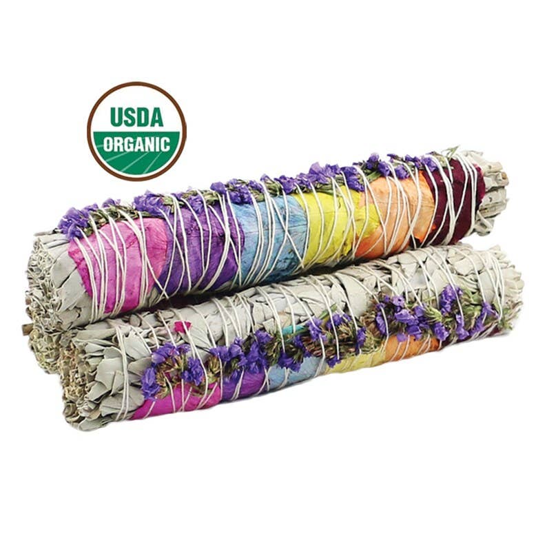 White Sage Smudge Stick, 7 Chakras Floral | 6 in.