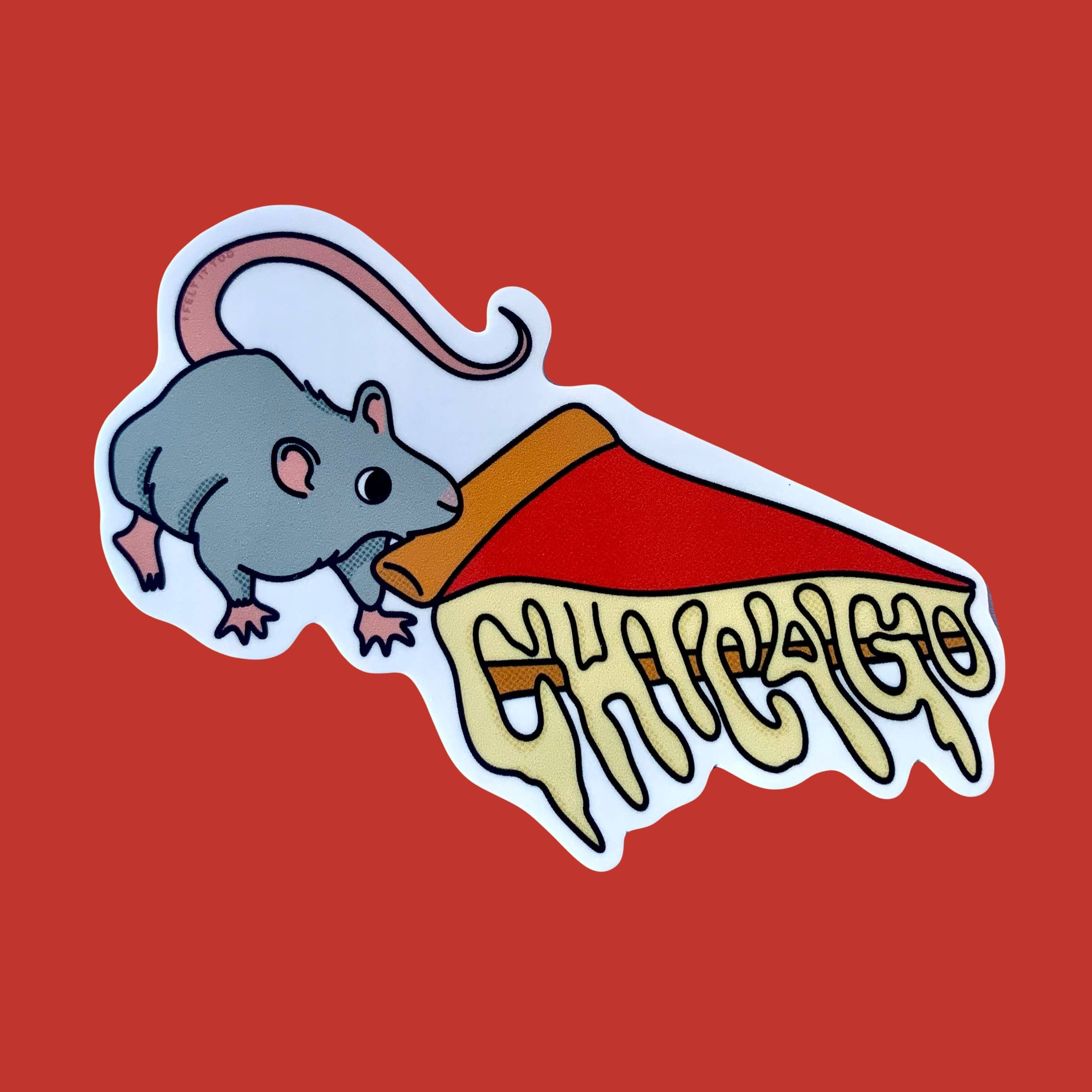 Chicago Deep Dish Pizza Rat Sticker