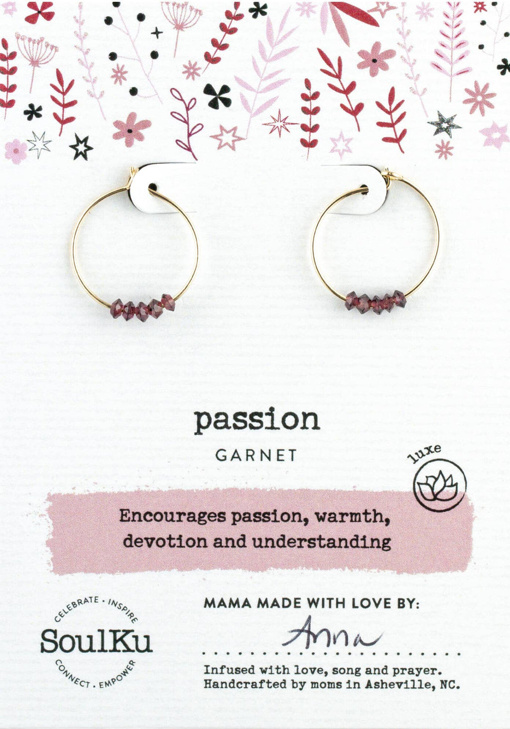 Garnet Gold Hoop Earrings - Passion