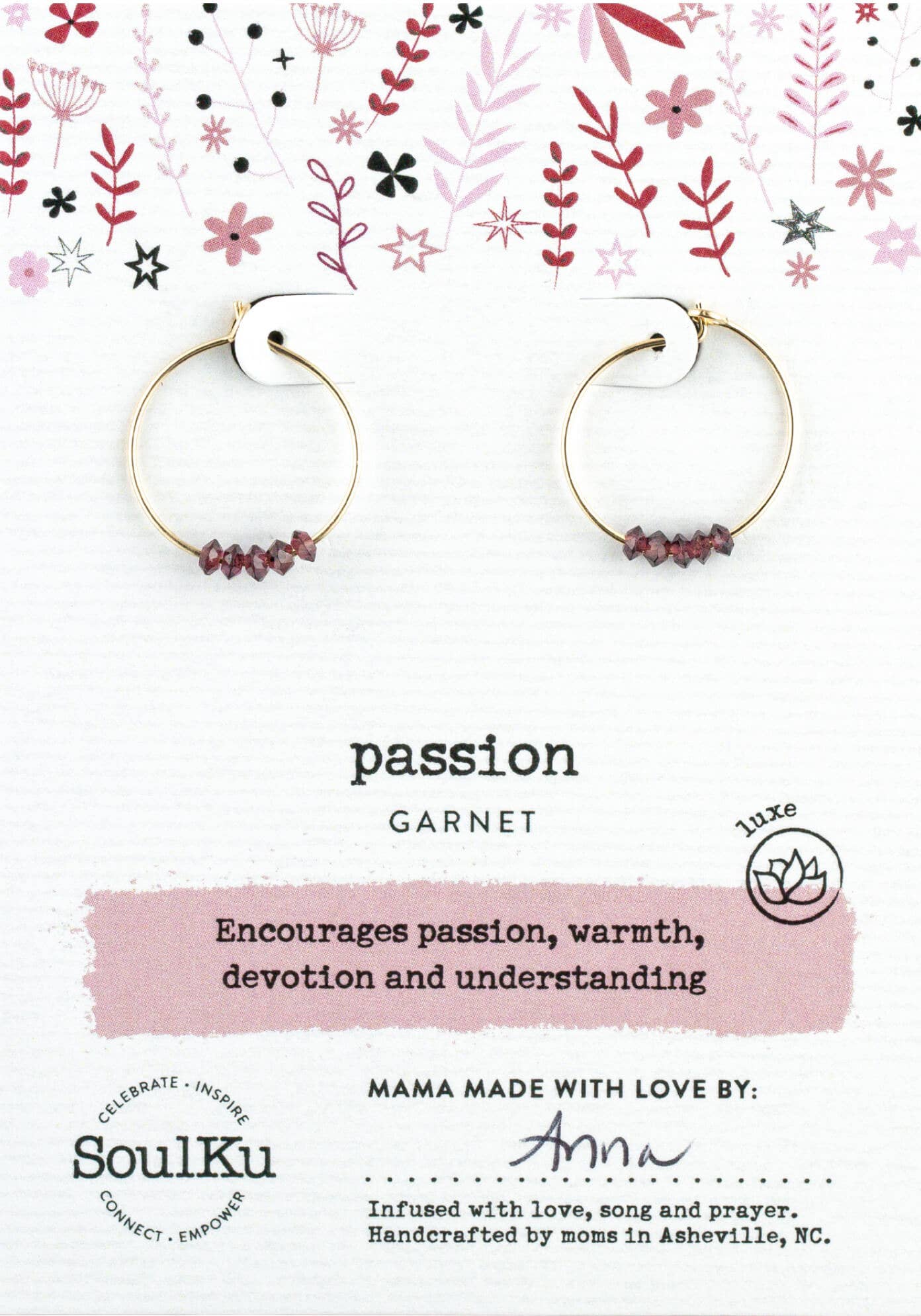 Garnet Gold Hoop Earrings - Passion