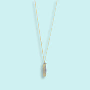 Shell Handled Knife on Gold Chain Necklace: Mother-of-Pearl