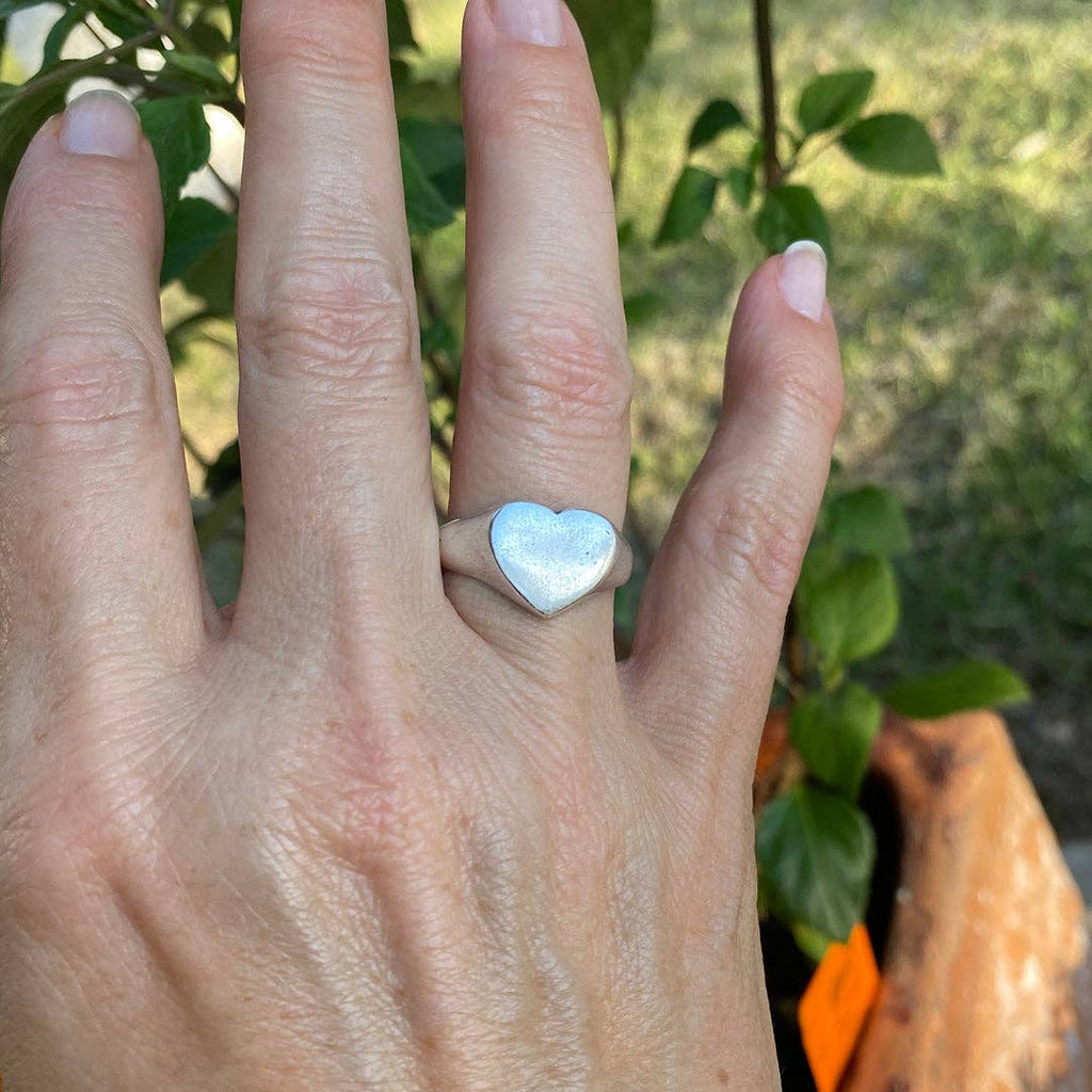 Silver Heart Signet Ring: Uncarded