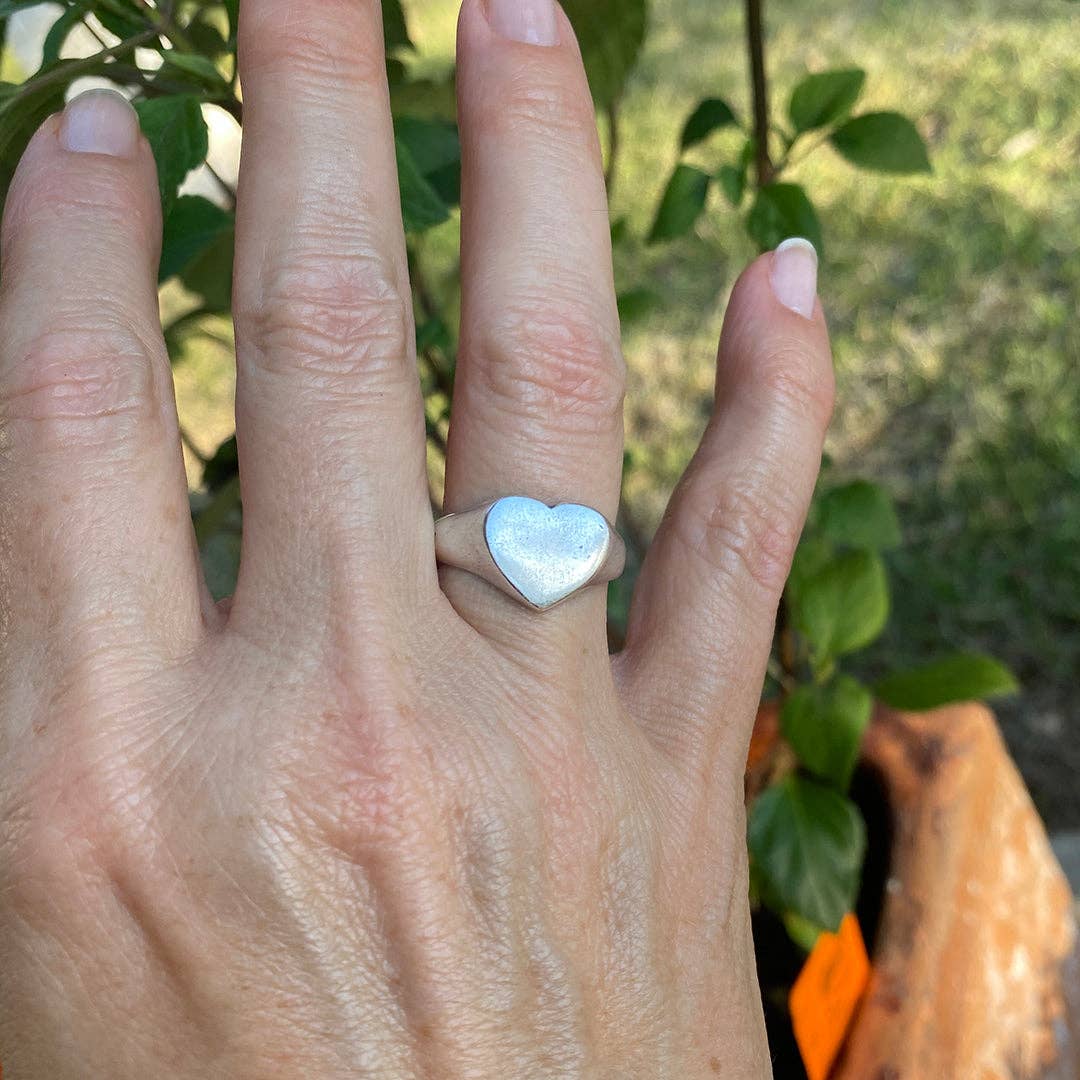 Silver Heart Signet Ring: Uncarded