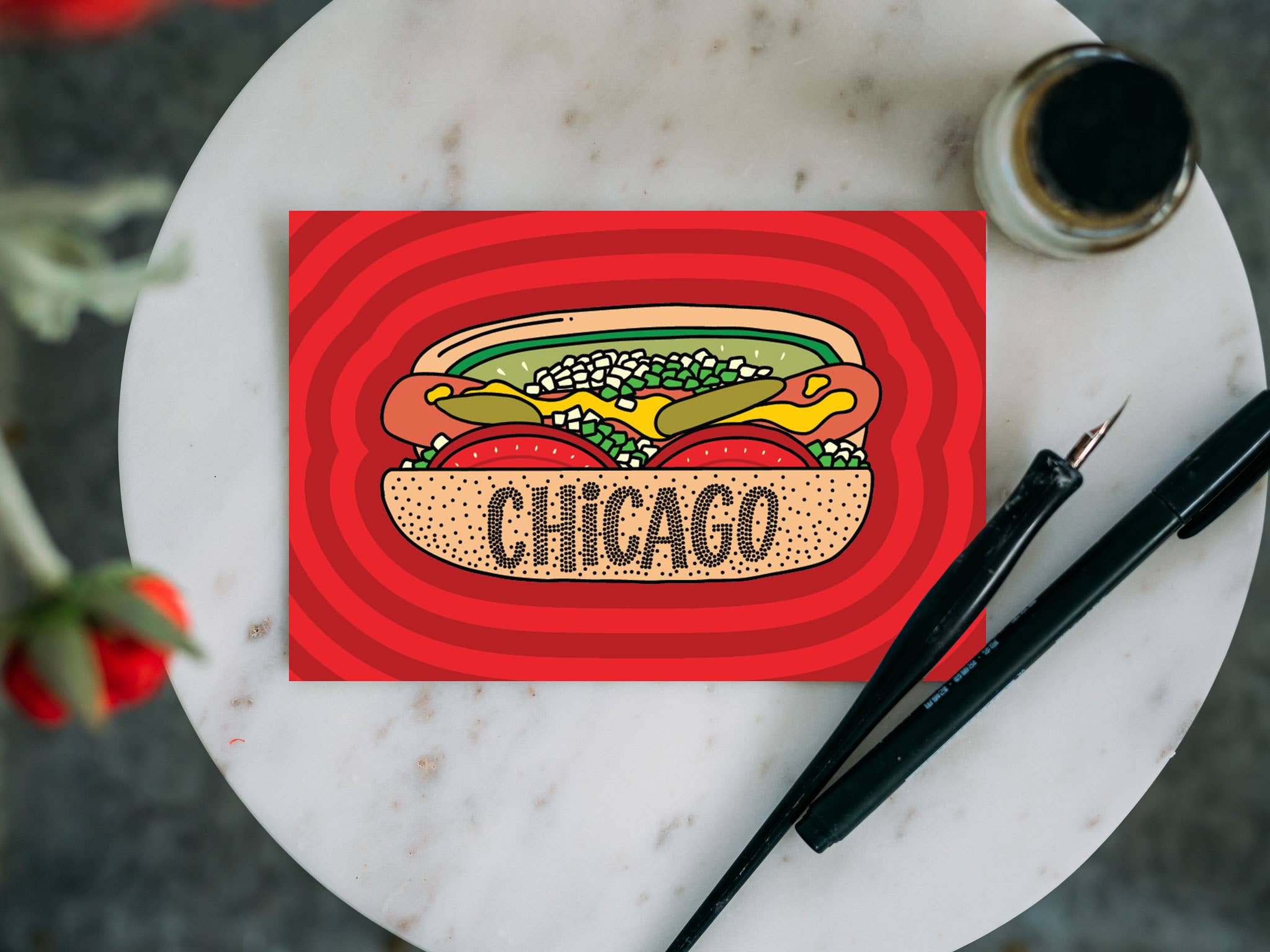 NEW Chicago Style Hot Dog Postcard