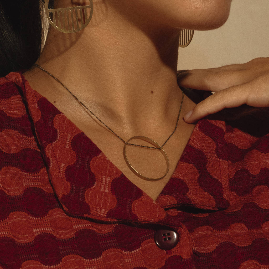 Circle Horizon Necklace: Brass / Medium