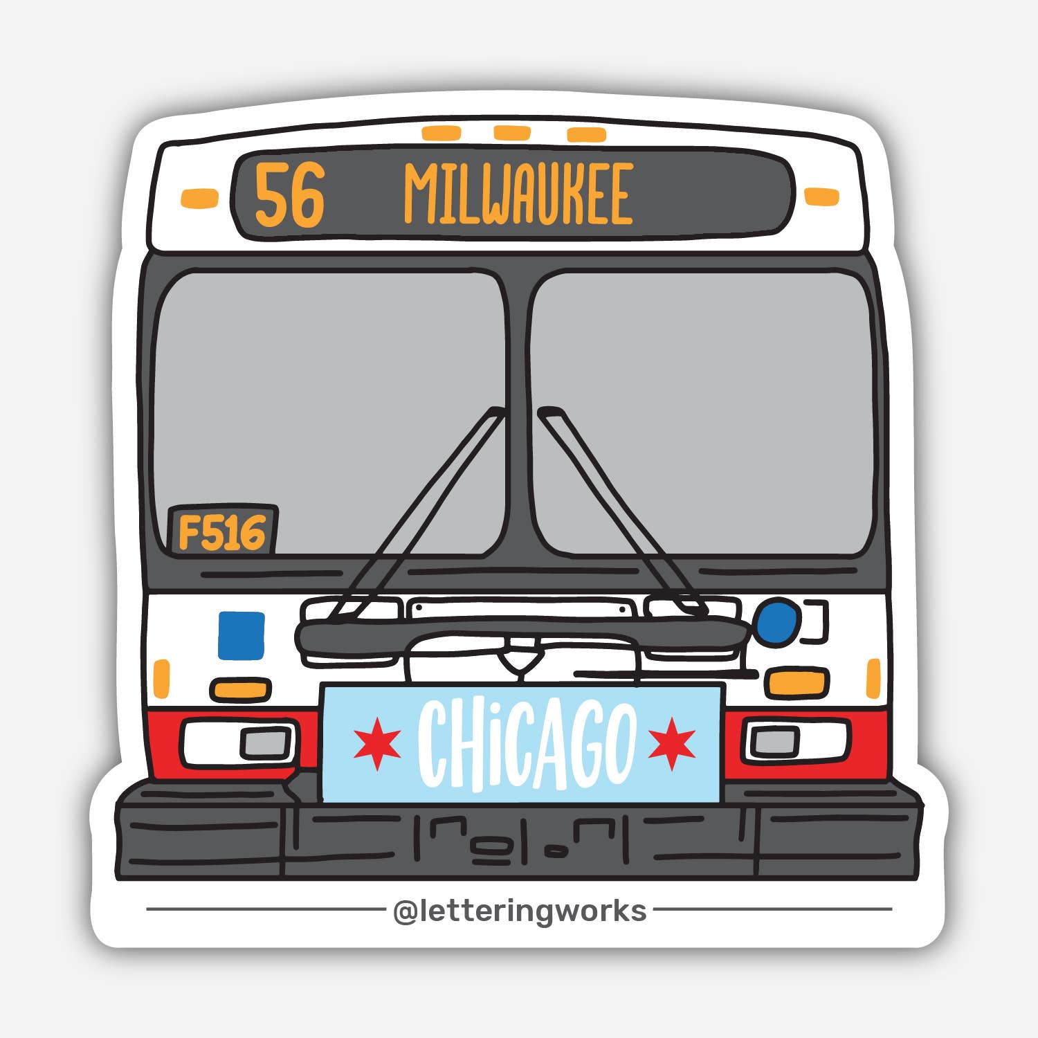 Chicago CTA Bus Sticker - 56 Milwaukee