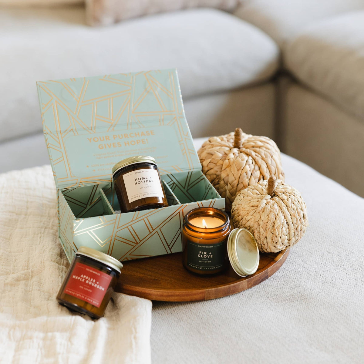 Holiday Gift Set - Mini Amber Jar Candles - 3 Pack