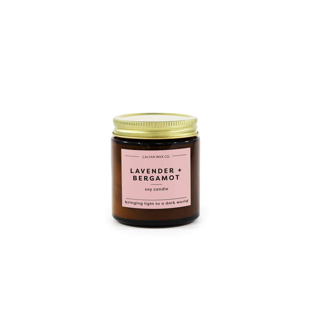 Lavender + Bergamot - Mini Amber Jar Soy Candle