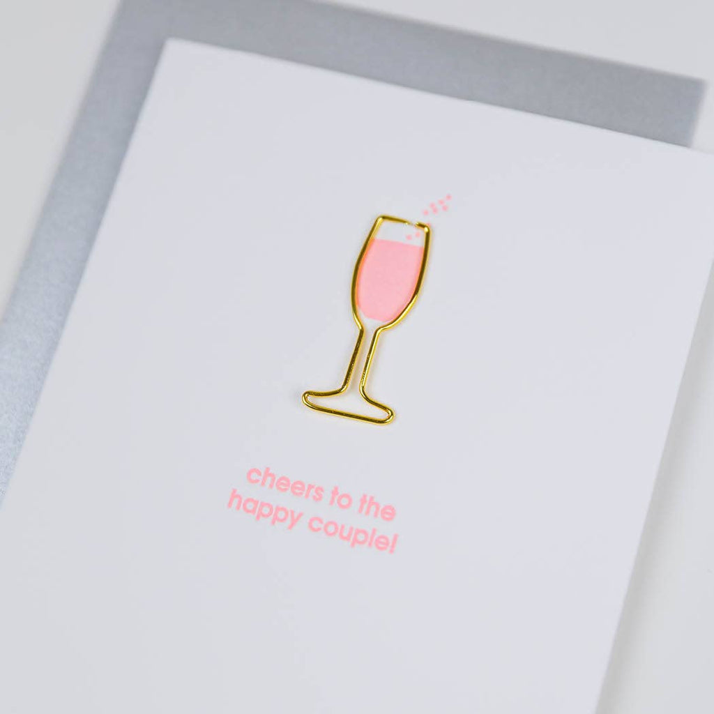 Cheers to the Happy Couple Paper Clip Letterpress Card