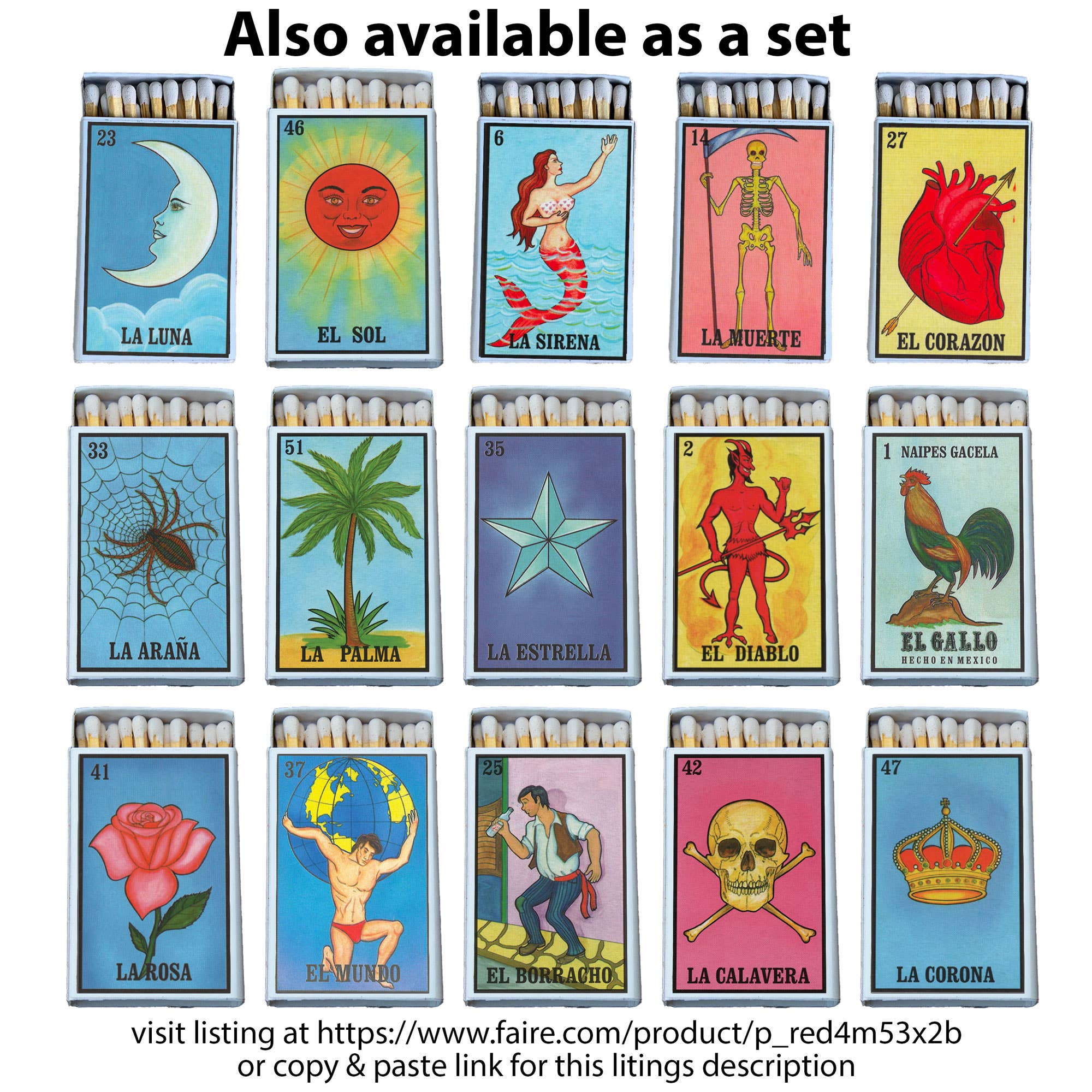 Loteria Corozon Matchbox • Candle Acc• Decorative Matches