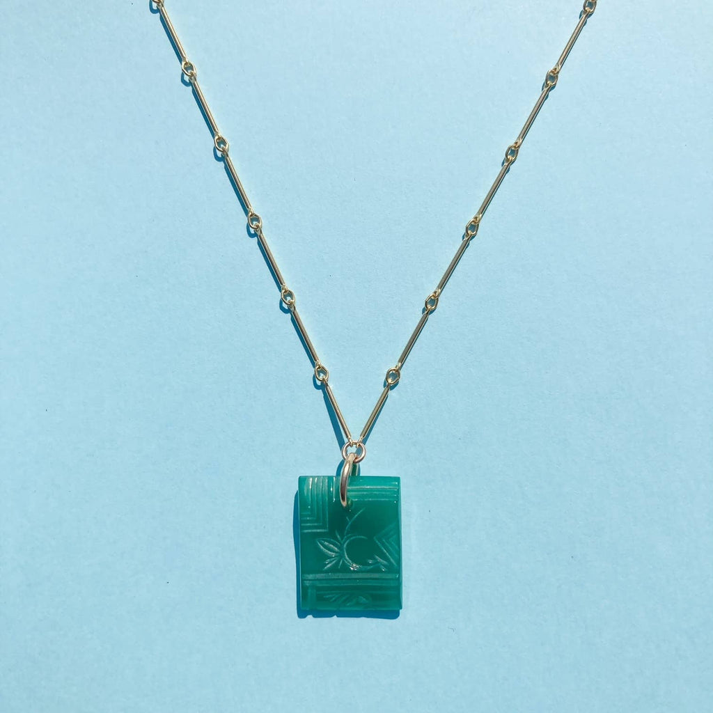 Jade Glass Deco Pendant Necklace