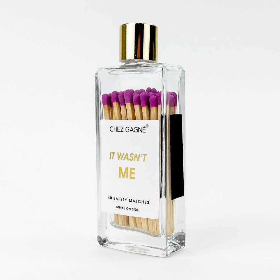 It Wasn't Me Matches - Glass Bottle Matchsticks - Bright Purple