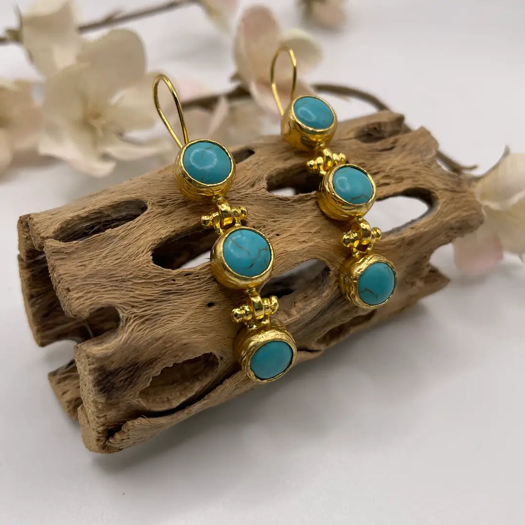 Three Stone Round Earrings