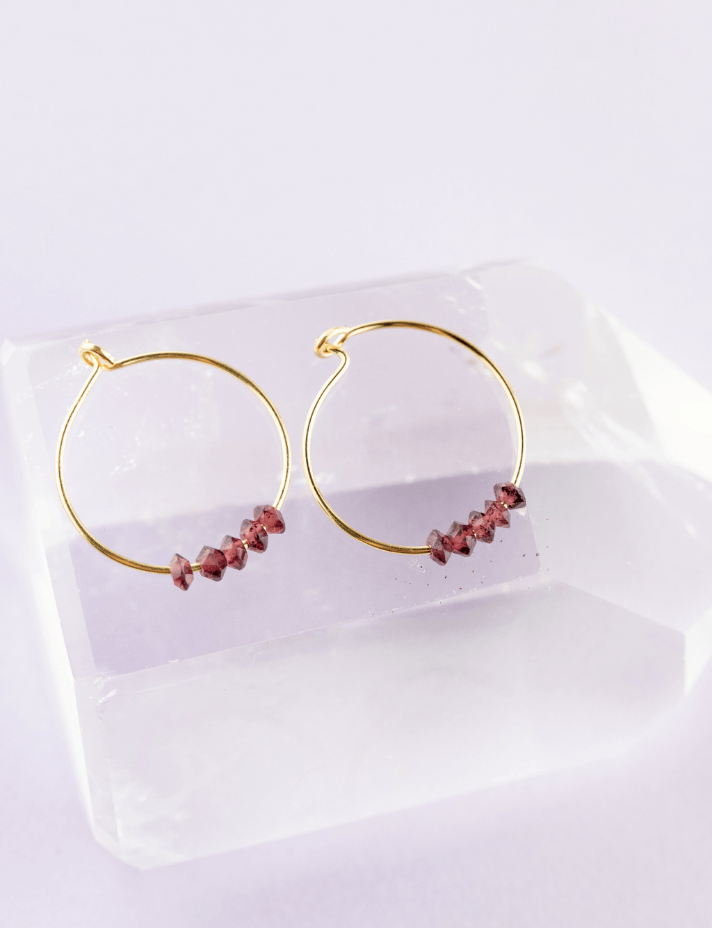 Garnet Gold Hoop Earrings - Passion