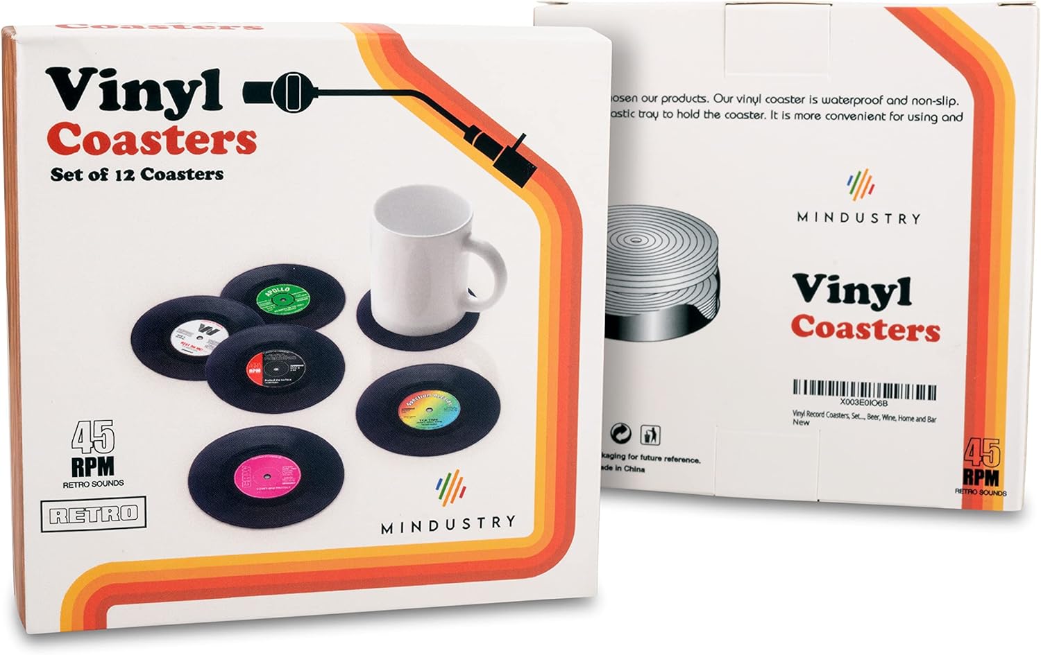 Retro Vinyl Set of 12 Coasters
