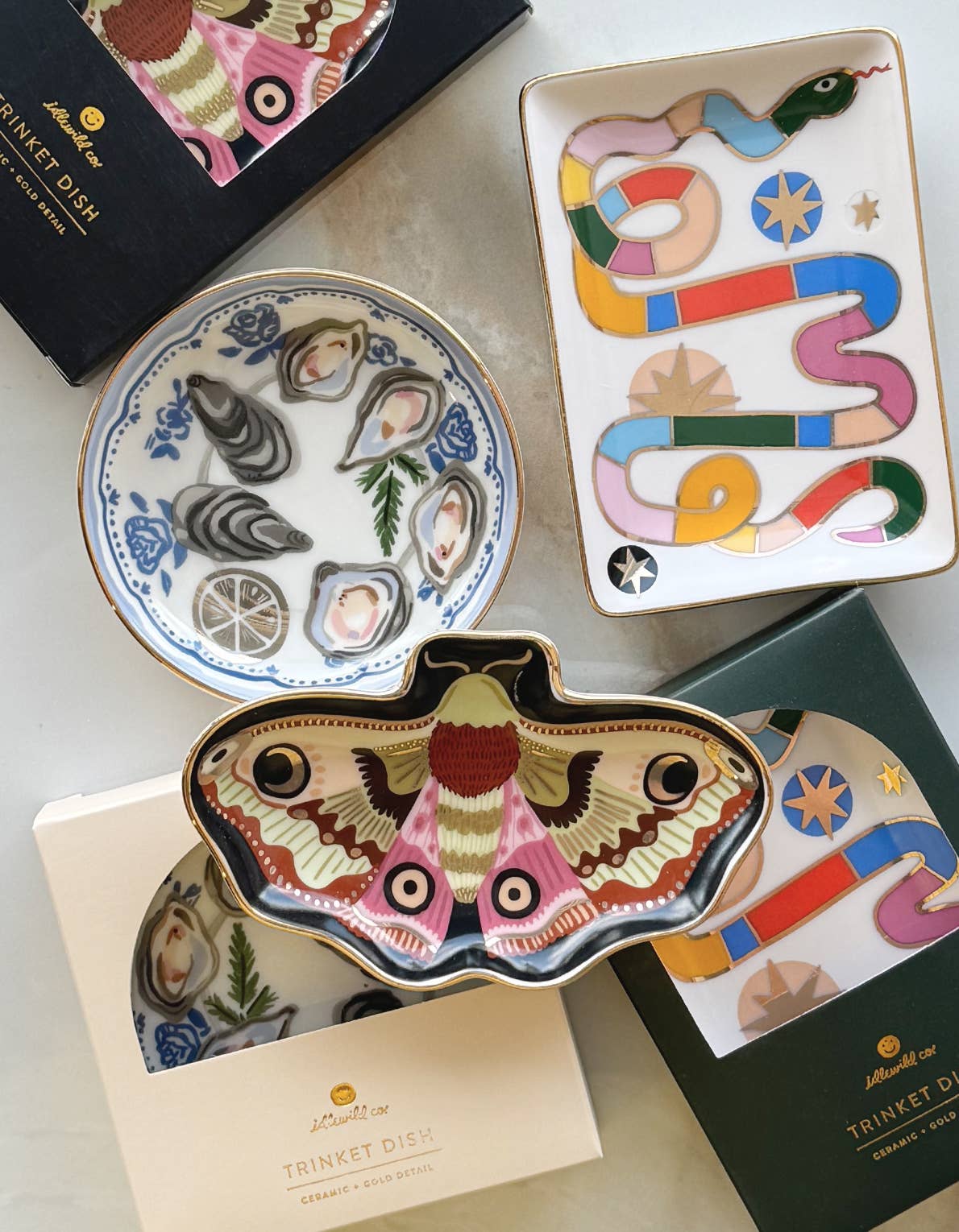 Rainbow Snake Porcelain Trinket Dish
