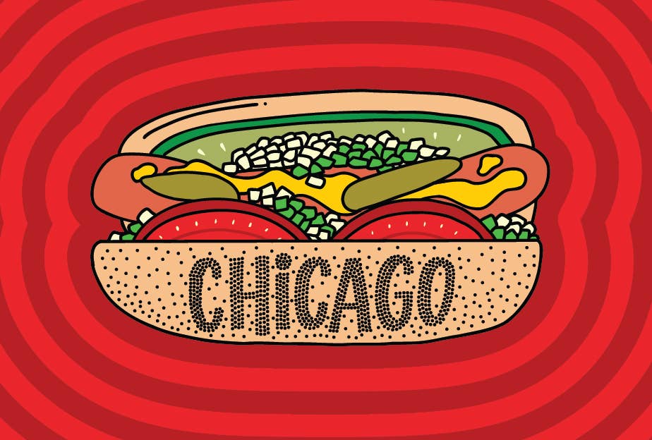NEW Chicago Style Hot Dog Postcard