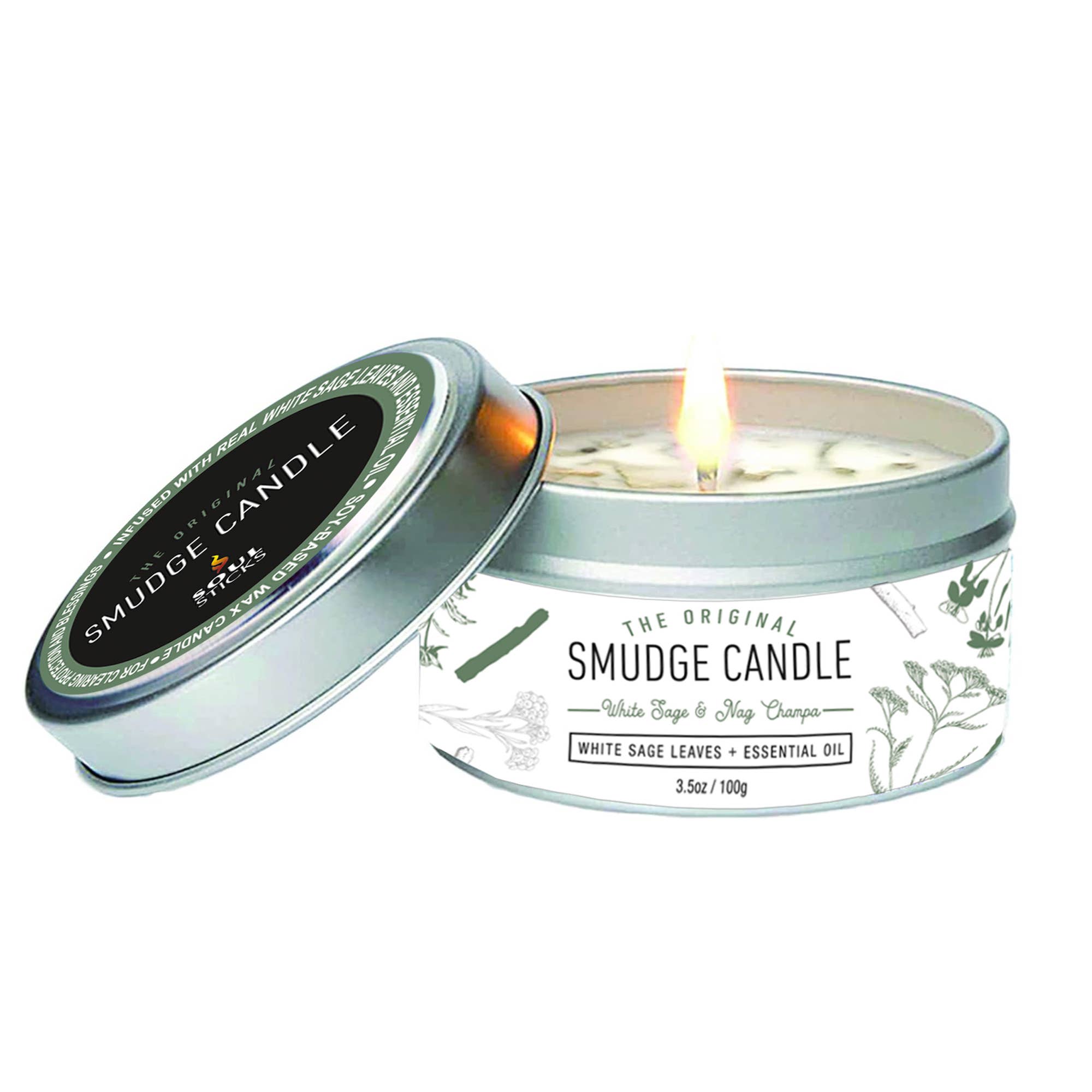 Sage Smudge Candle - Soul Sticks Nag Champa (3.5 oz)