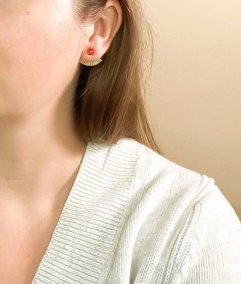 Carnelian Mini Pleat Jacket Earrings