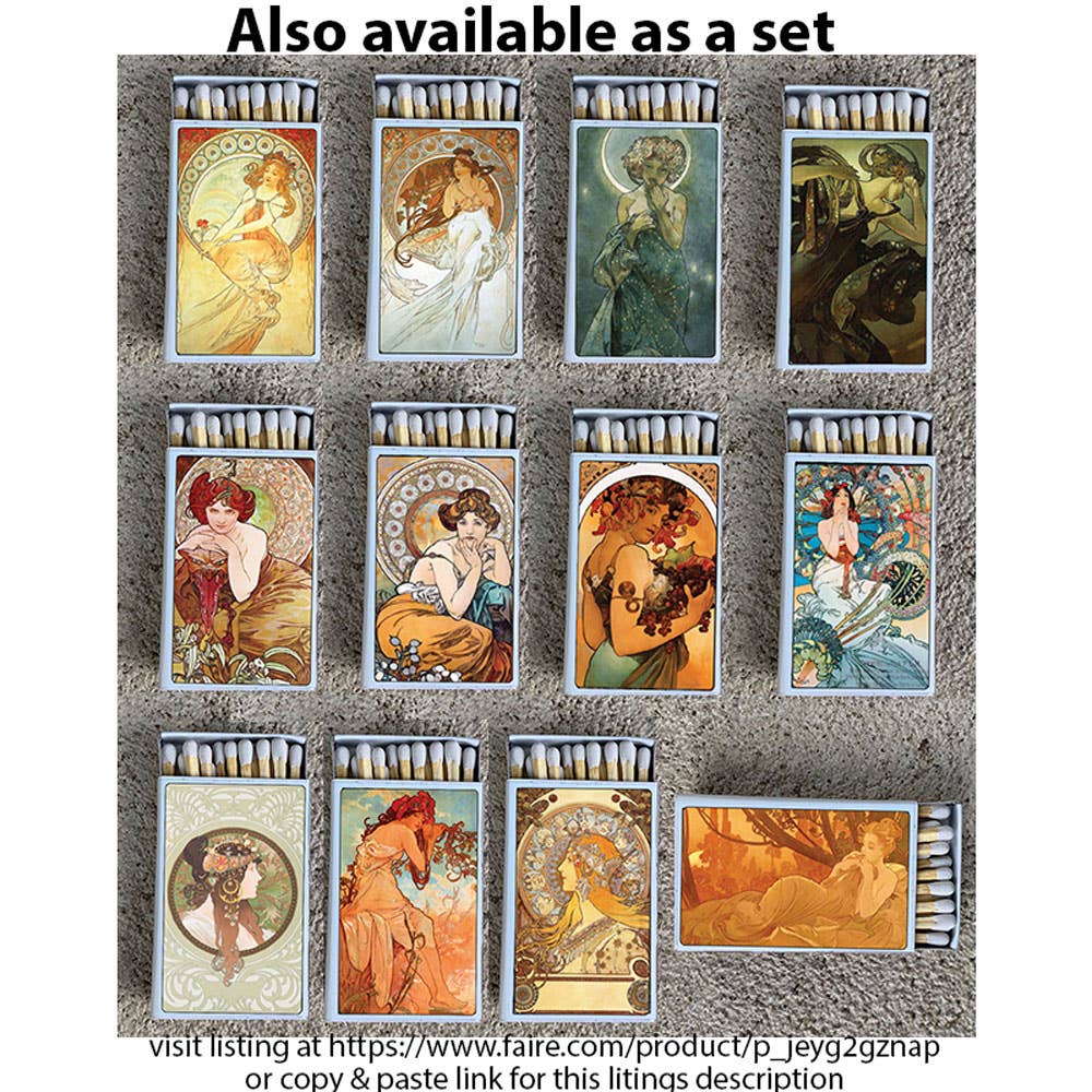 Mucha Zodiac Matchbox • Decorative Matches - Candle Acc