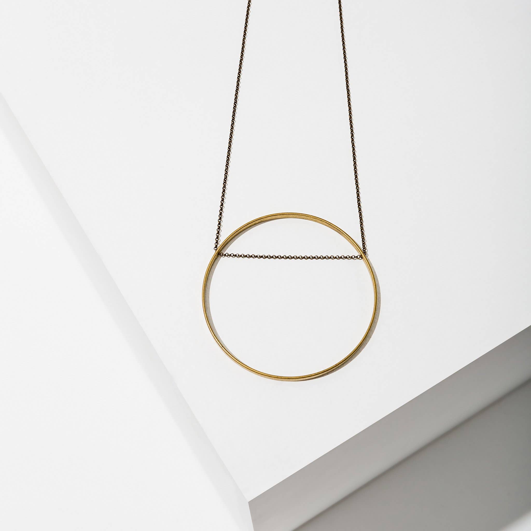 Circle Horizon Necklace: Brass / Medium