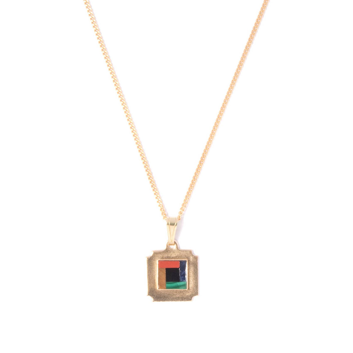 Square Charm Necklace with Red Jasper, Tiger's Eye, Malachite, Sodalite