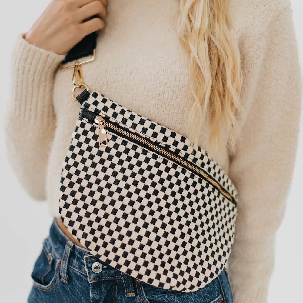 Westlyn Woven Bum Bag Checkered Black