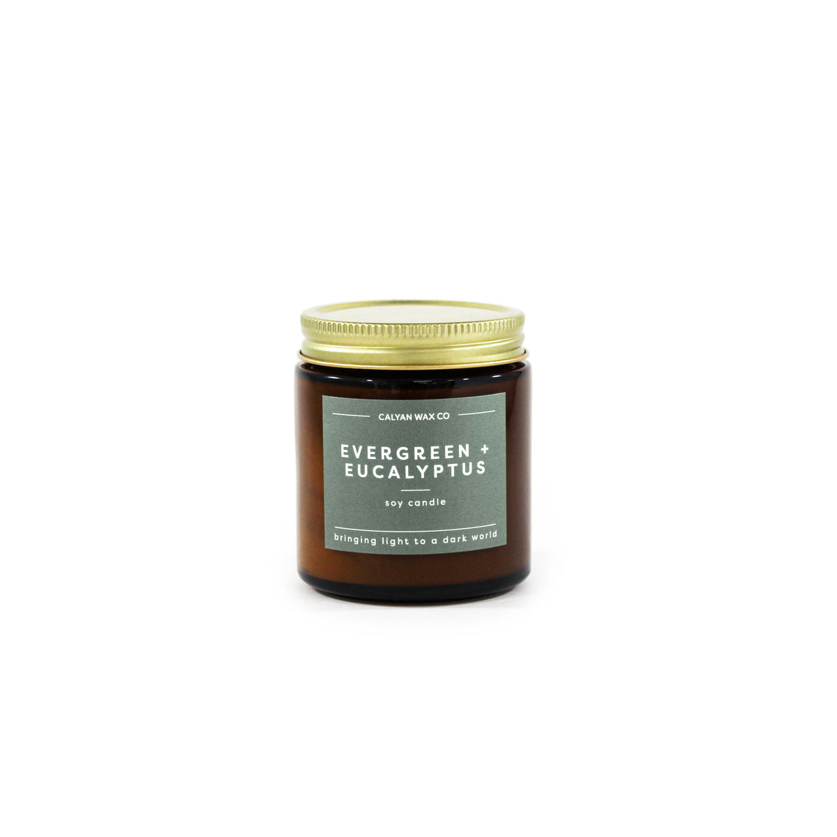 Soy Candle | Evergreen + Eucalyptus | 3.1oz Mini Amber Jar