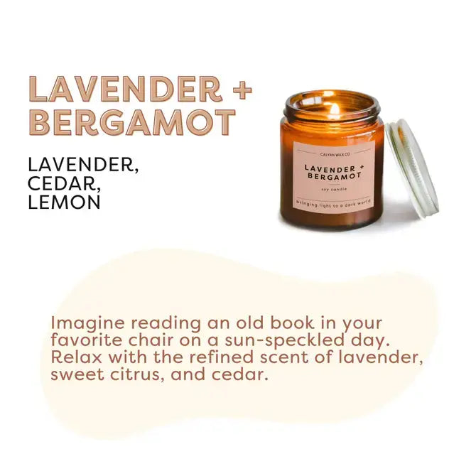 Lavender + Bergamot - Mini Amber Jar Soy Candle