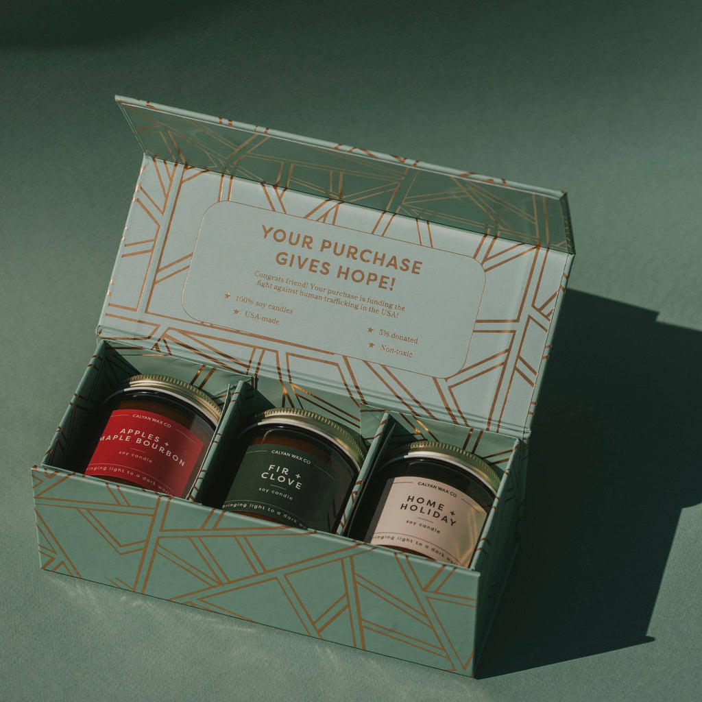Holiday Gift Set - Mini Amber Jar Candles - 3 Pack