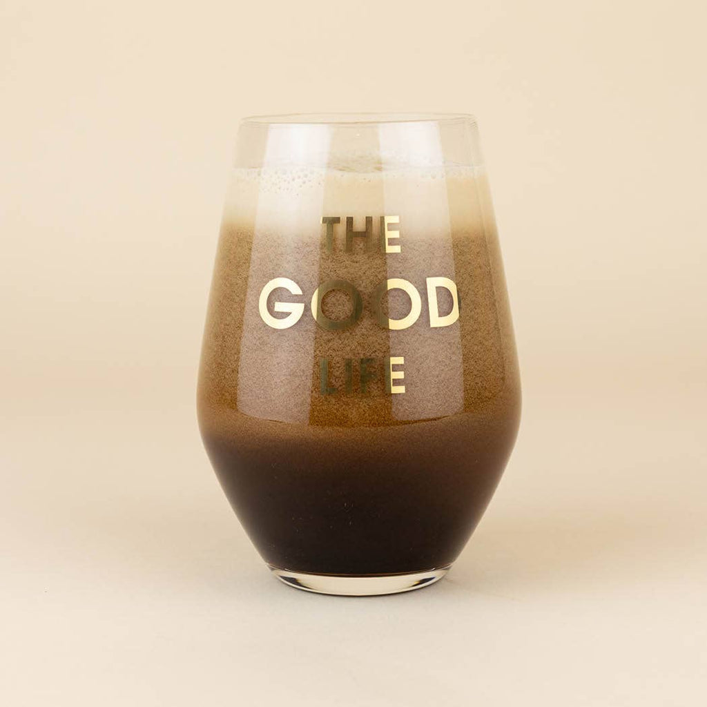 The Good Life - Gold Foil Stemless Wine Glass