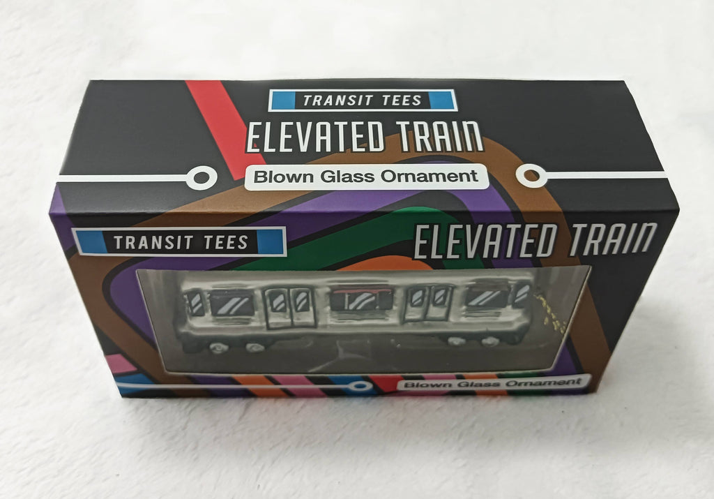 Elevated Train Blown Glass Ornament