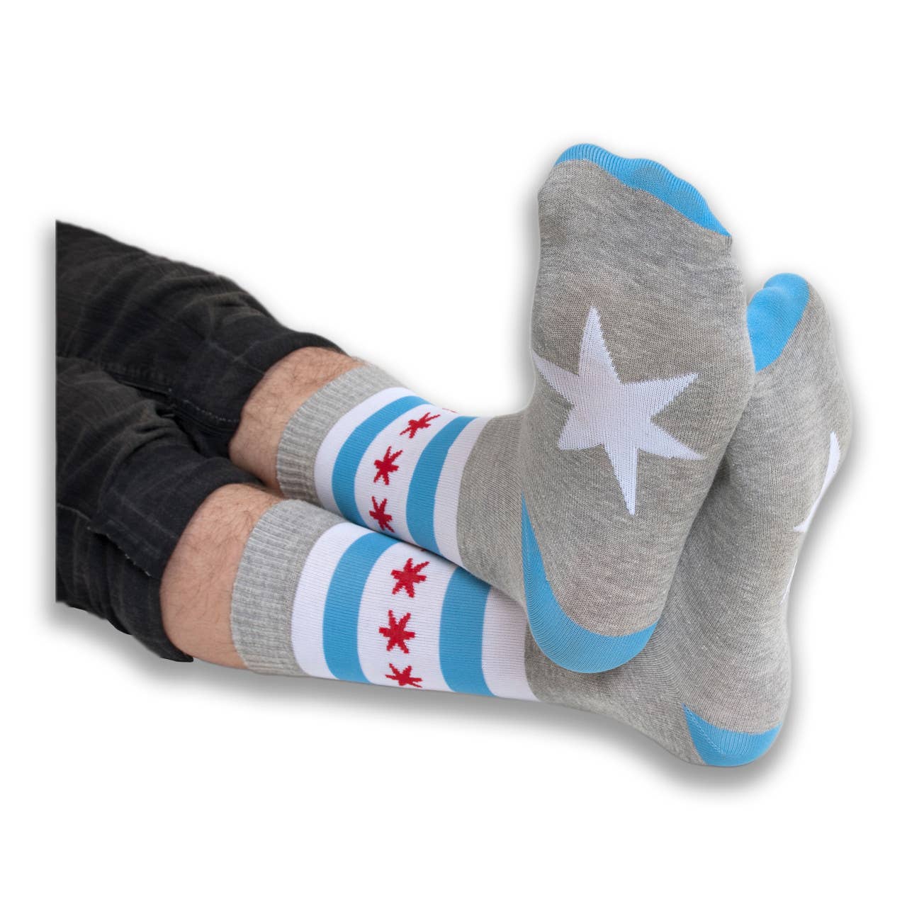 Chicago Flag Dress Socks - Heather Grey: L