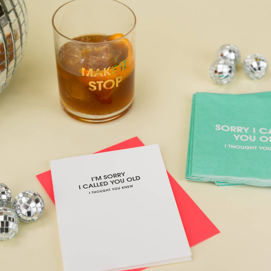 Make It Stop - Gold Foil Rocks Glass