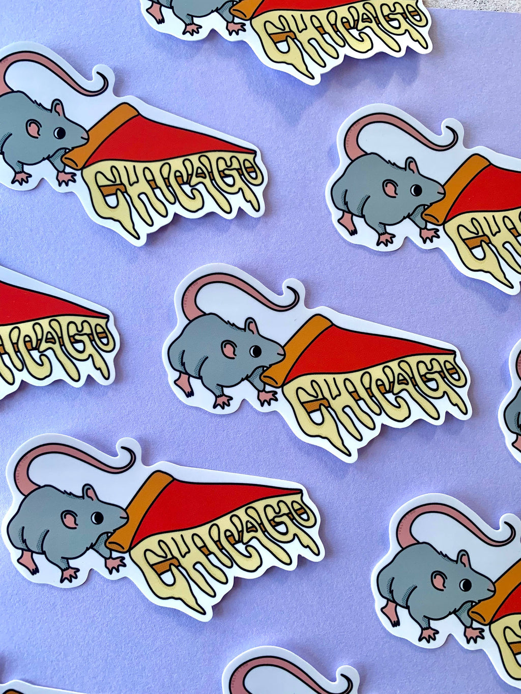 Chicago Deep Dish Pizza Rat Sticker