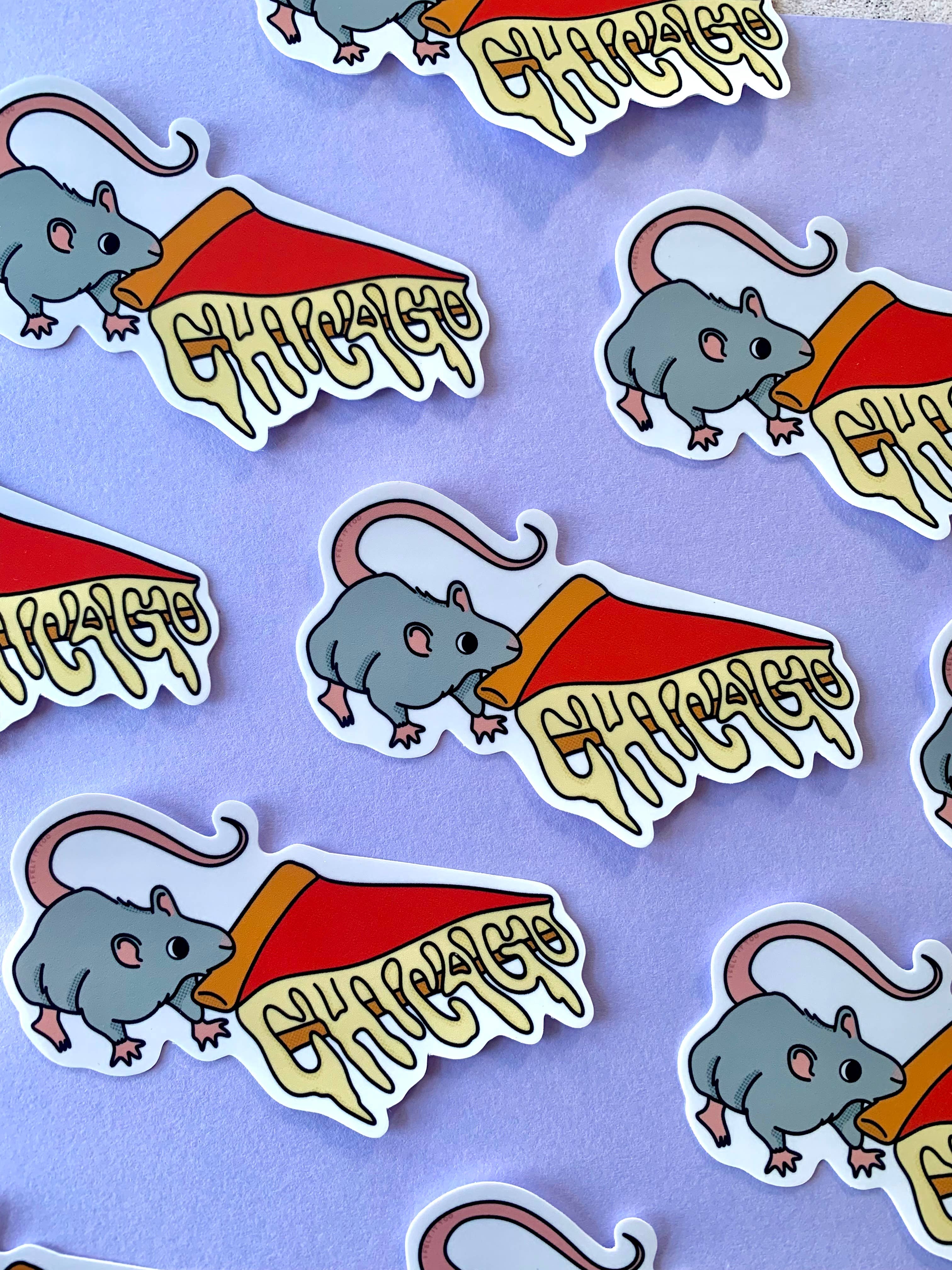 Chicago Deep Dish Pizza Rat Sticker