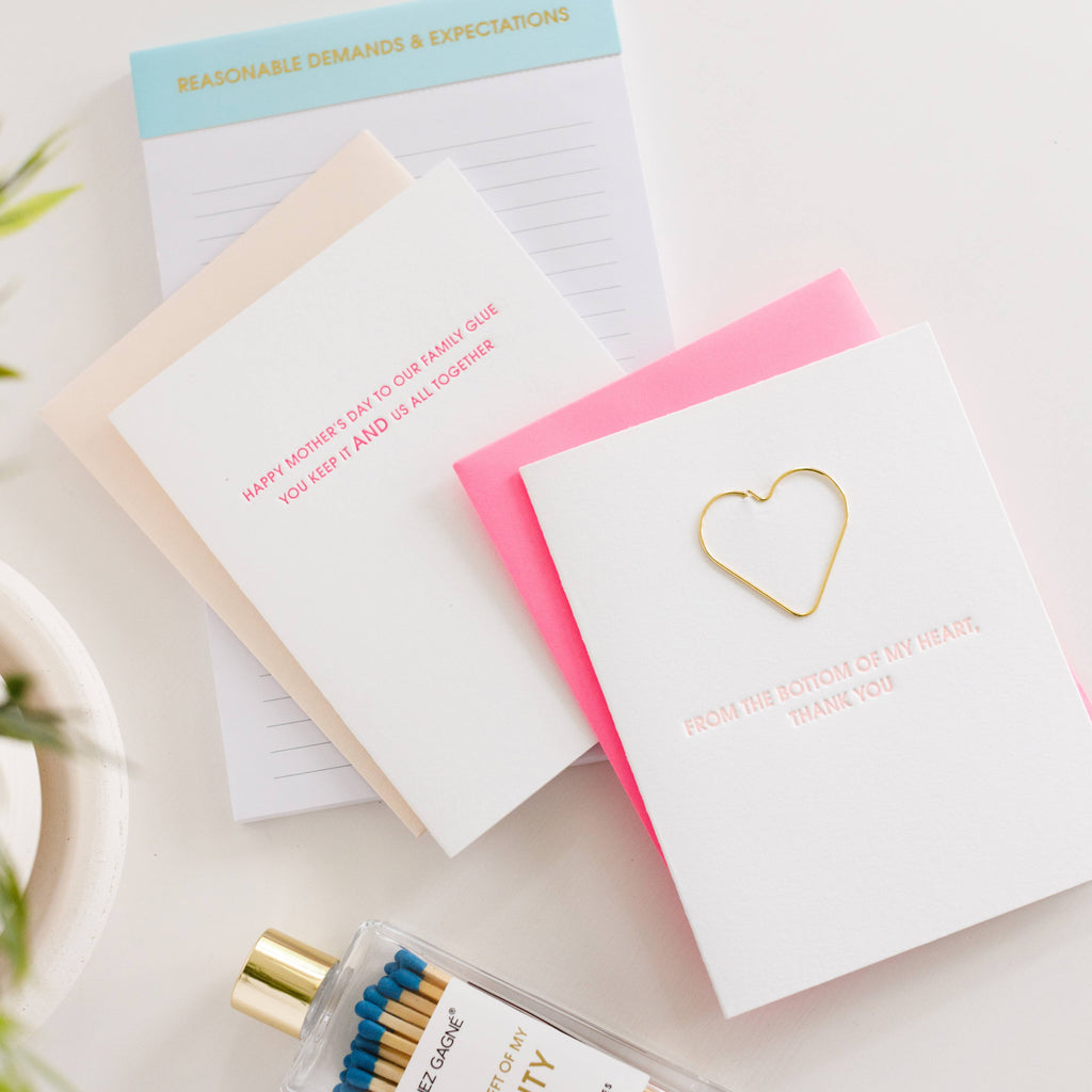 Bottom of My Heart Paper Clip Letterpress Card