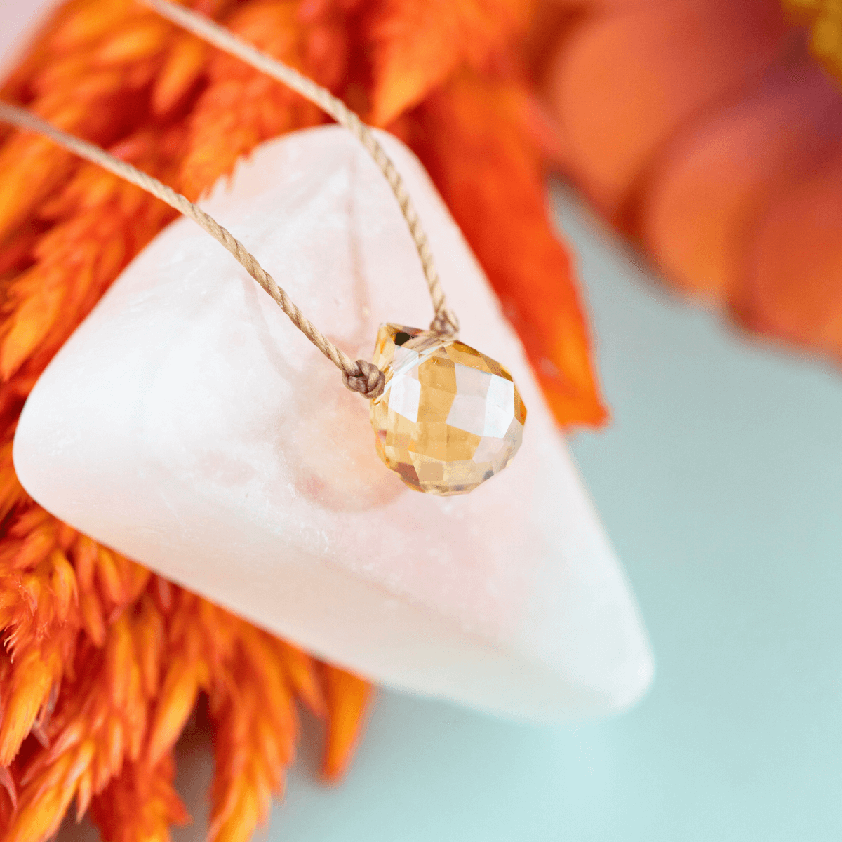 Golden Glow Mystic Crystal Necklace for Cool Mom