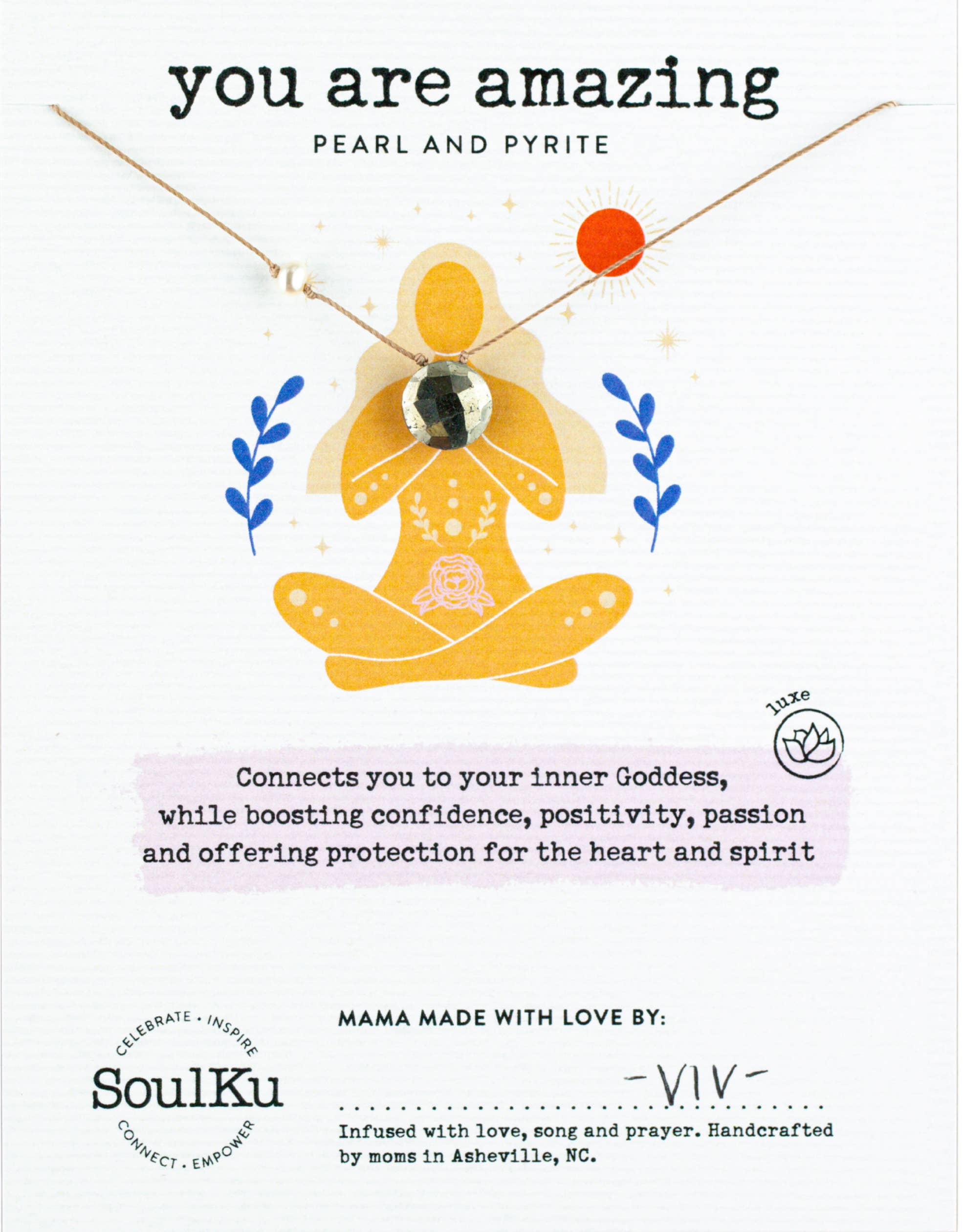 Pyrite & Pearl Goddess Necklace For You Are Amazing - GDSS05