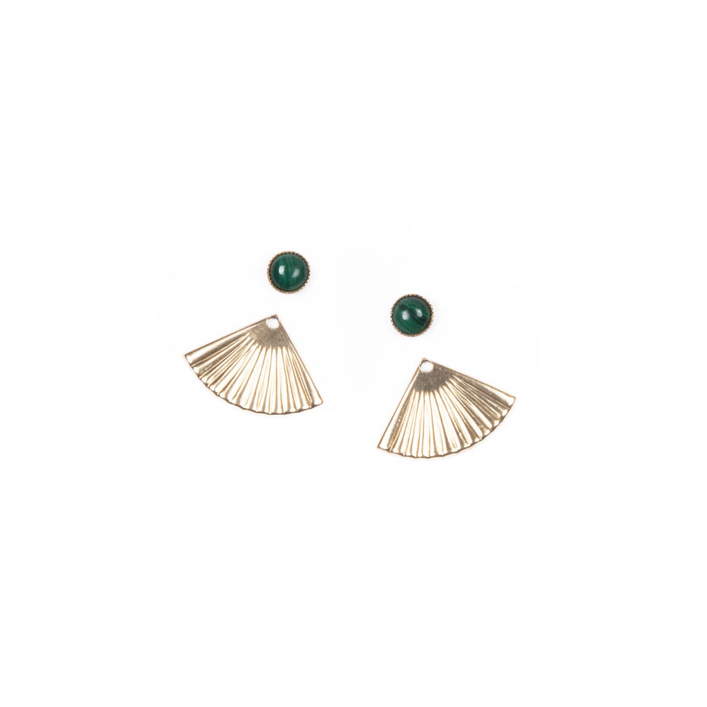 Malachite Mini Pleat Jacket Earrings