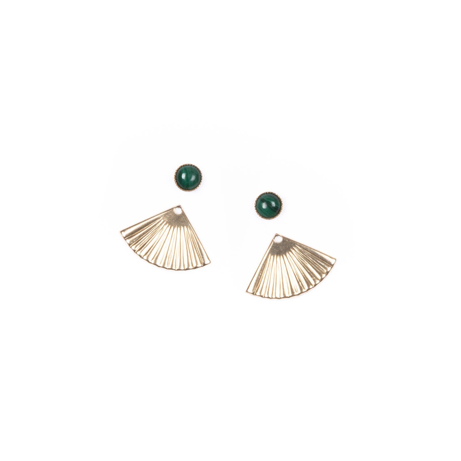 Malachite Mini Pleat Jacket Earrings