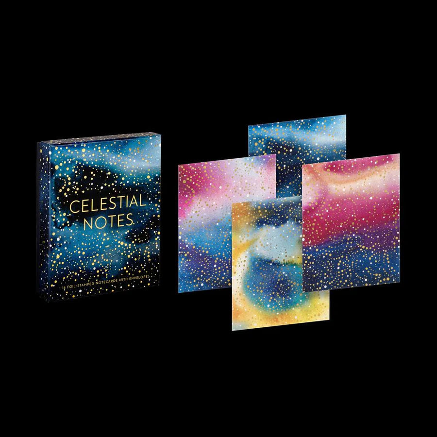 Celestial Notes - 16 Foil-Stamped Notecards with Envelopes