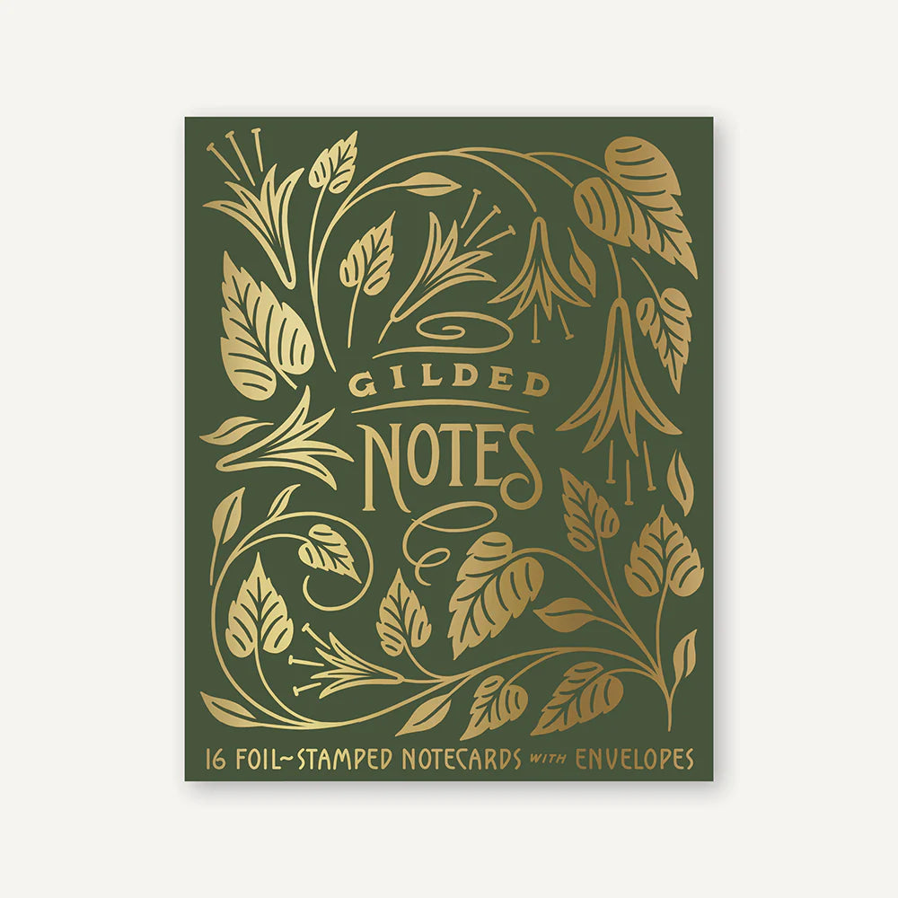 Gilded Notes - 16 Foil-Stamped Notecards with Envelopes