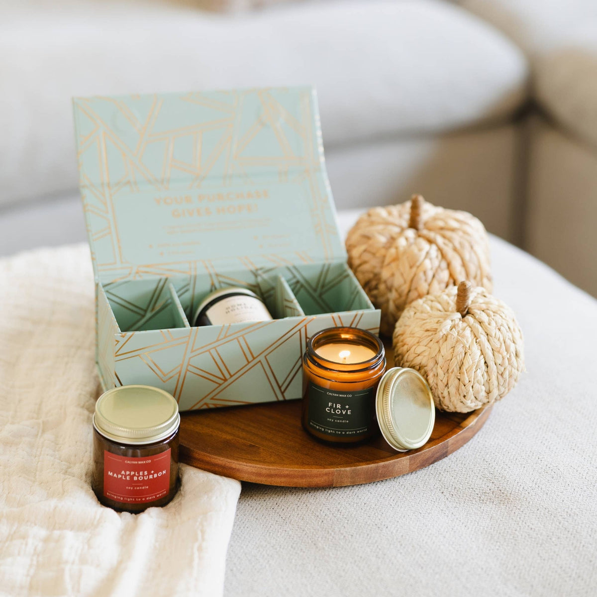 Holiday Gift Set - Mini Amber Jar Candles - 3 Pack