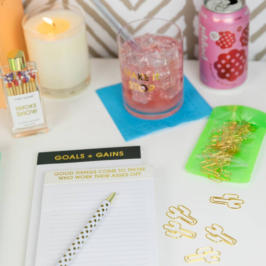 Make It Stop - Gold Foil Rocks Glass