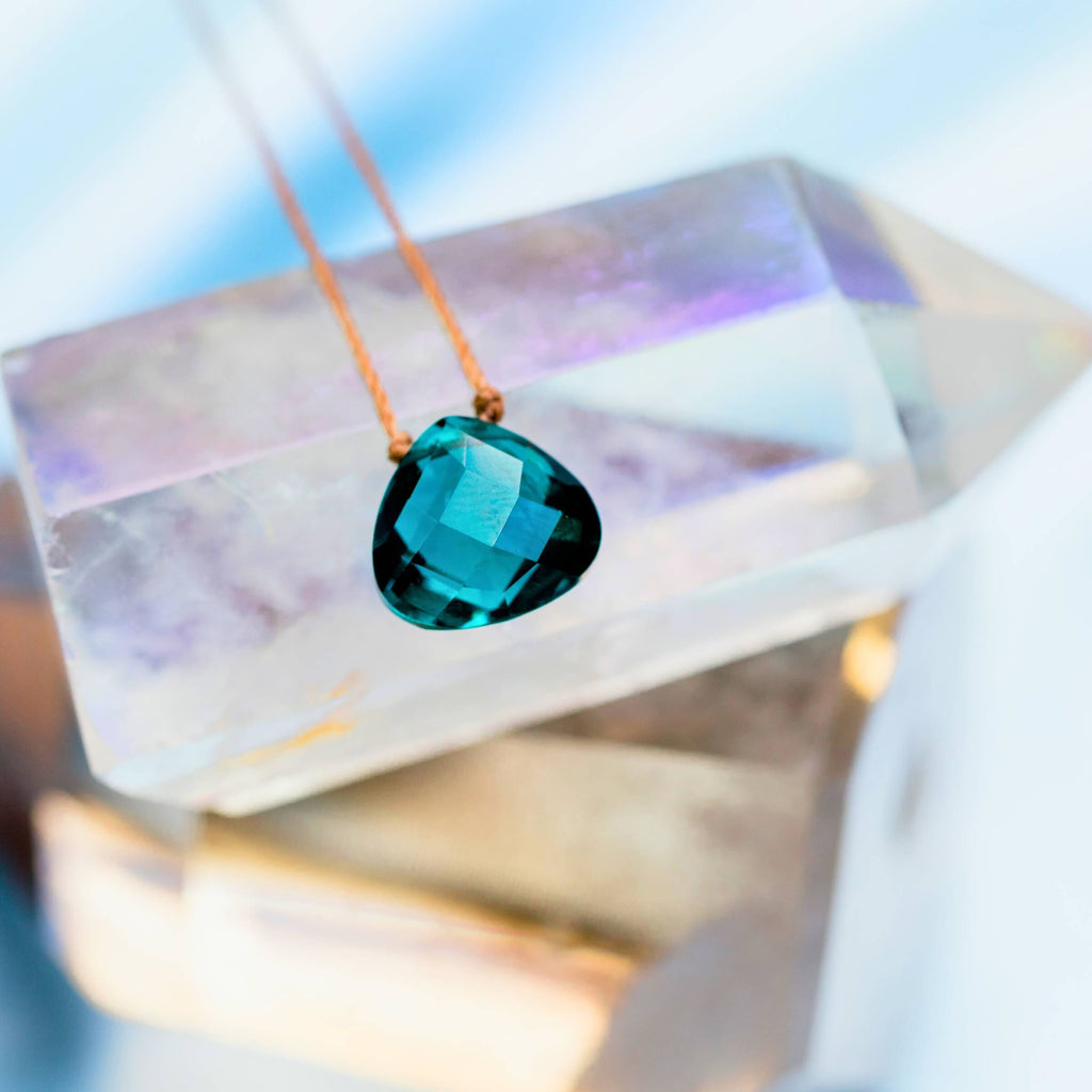 Peacock Blue Crystal Soul Shine Necklace for Dream